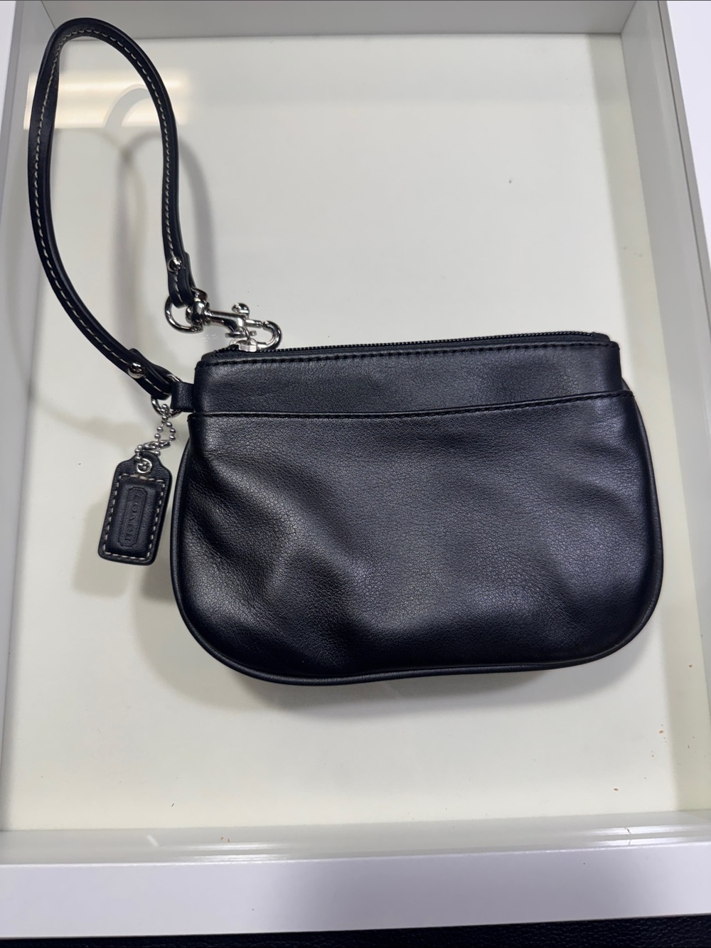 Coach Black Leather Wristlet Clutch with Tag